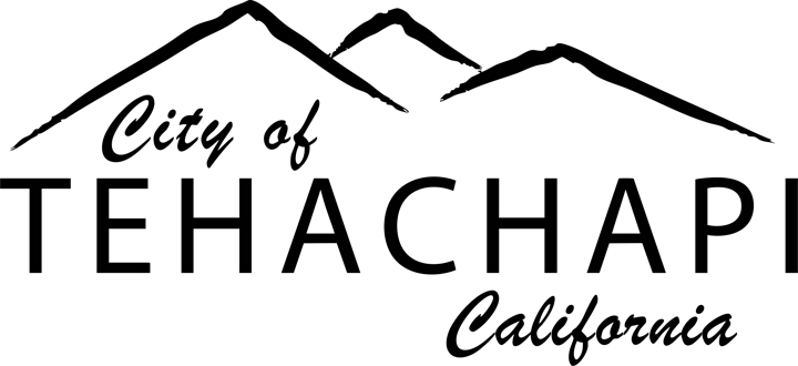 The image features the logo of the City of Tehachapi, California, with mountain silhouettes above the text.
