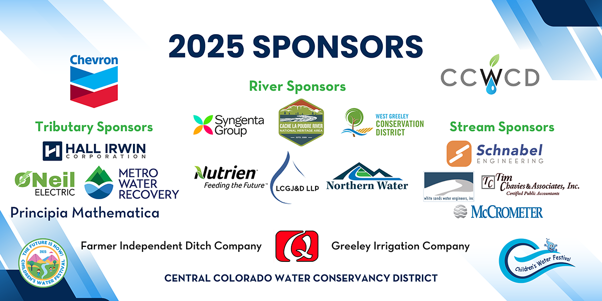 The image lists the sponsors for the 2025 Children's Water Festival, including various companies and organizations.