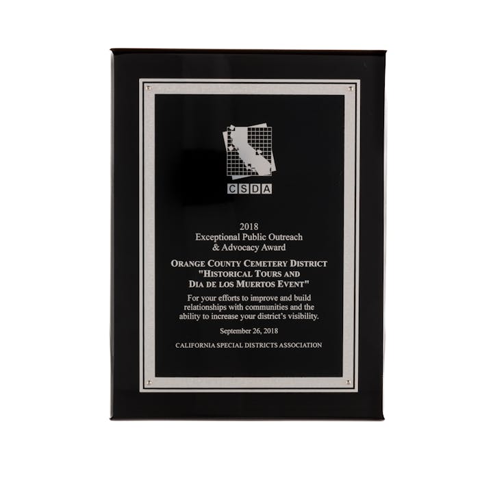 Picture of the Outreach and Advocacy Award Plaque