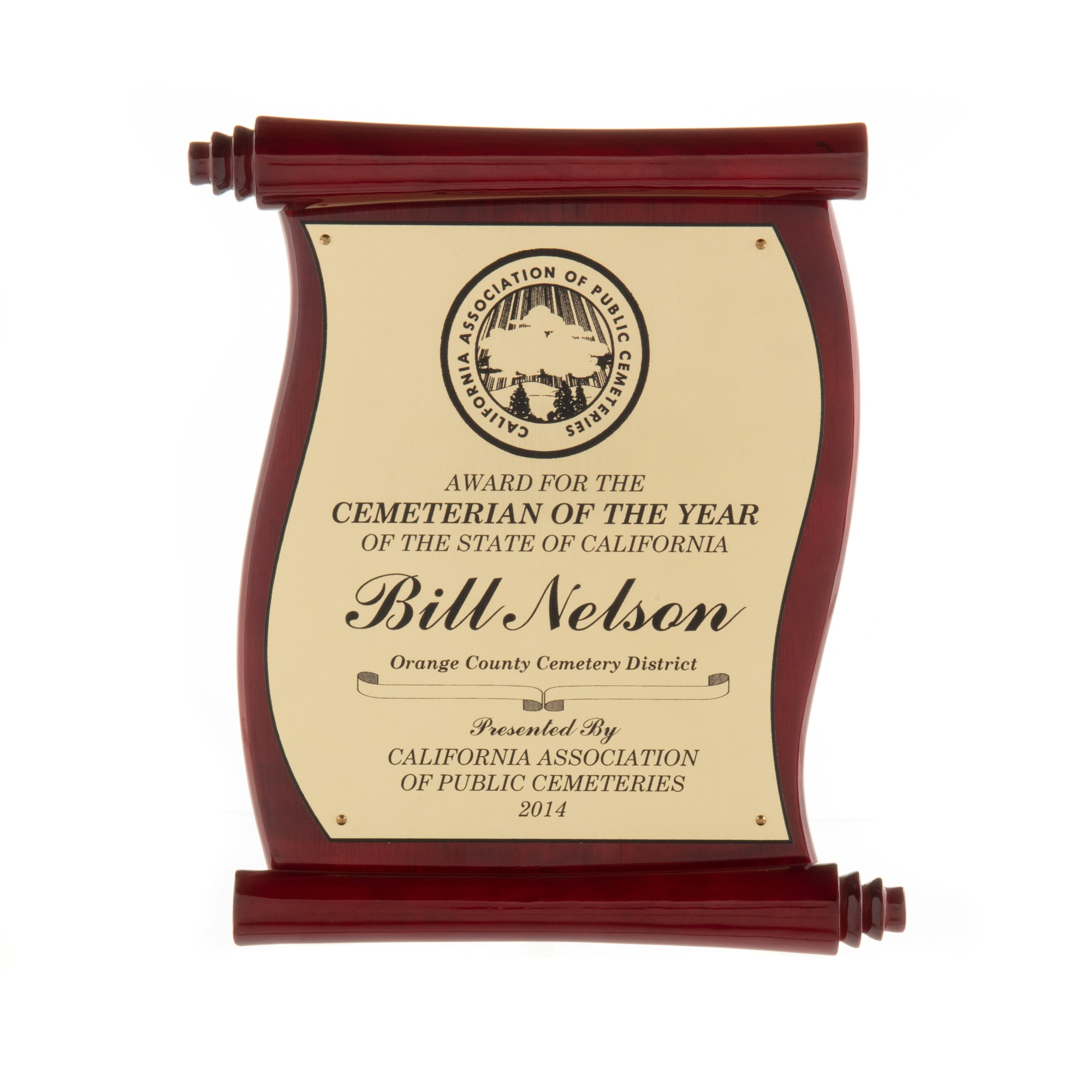 Picture of the Cemeterian of the Year Award Plaque