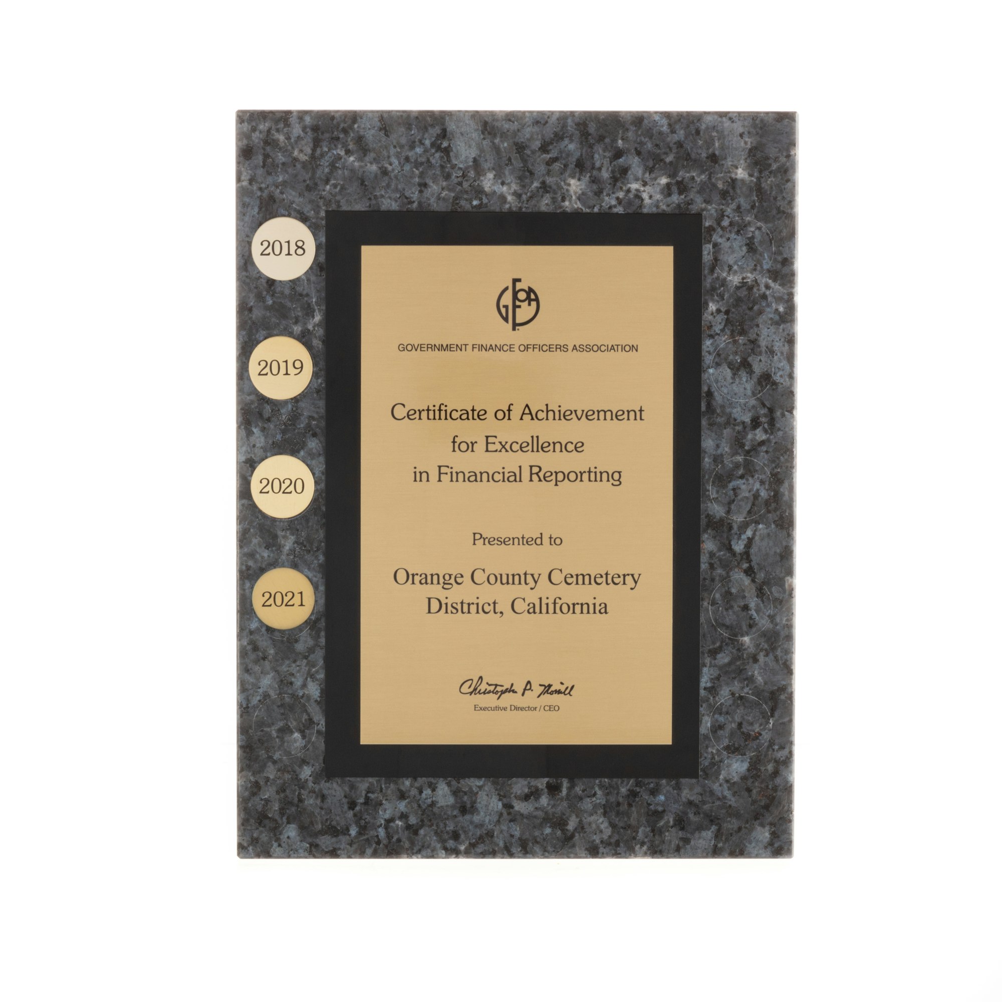 Picture of Excellence In Financial Reporting Award