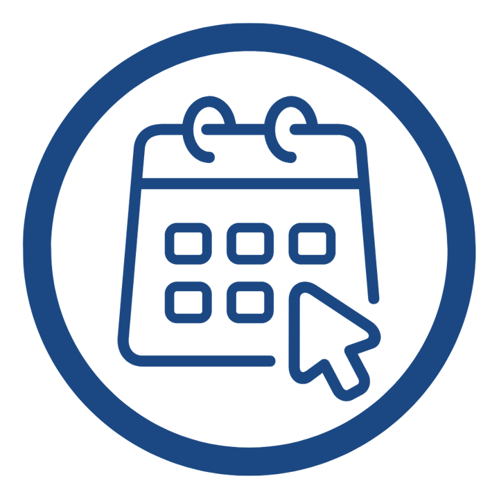 Calendar icon with a cursor pointer.