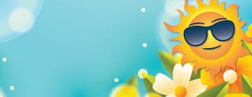 A smiling sun wearing sunglasses with flowers on a bright blue background.