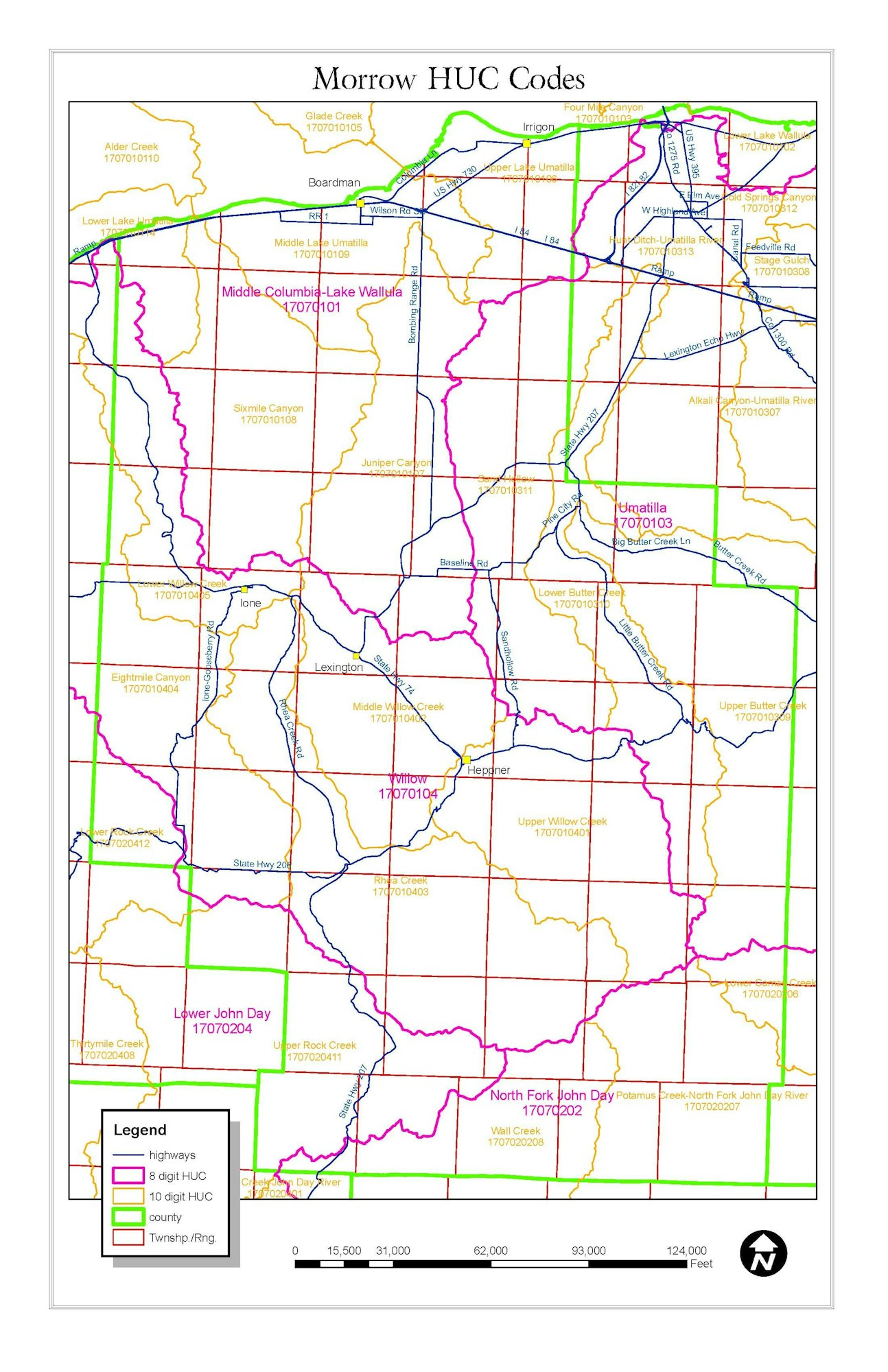 HUC Code Map for Morrow County - Morrow Soil & Water Conservation District