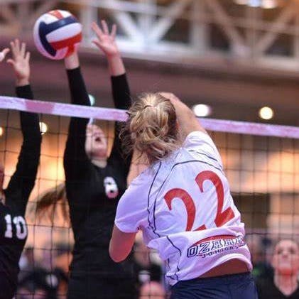 May contain: person, playing volleyball, sport, volleyball, ball, volleyball (ball), adult, female, and woman