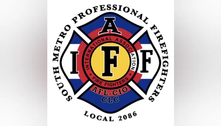 Logo of South Metro Professional Firefighters, IAFF Local 2086, featuring firefighter symbols and union affiliations.