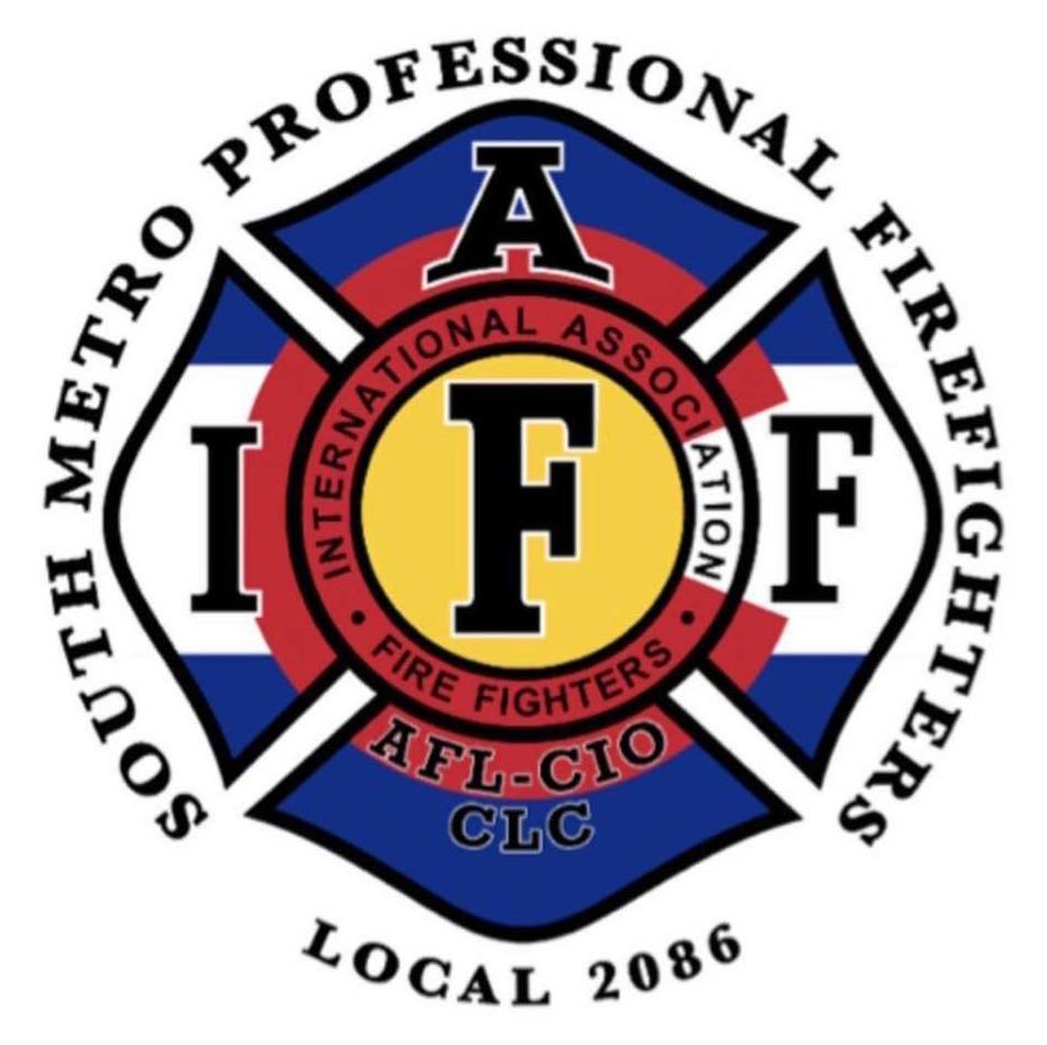 Logo of South Metro Professional Firefighters, IAFF Local 2086, featuring firefighter symbols and union affiliations.