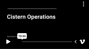 The image shows a video titled "Cistern Operations," with a duration of 15:34.