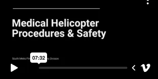The image displays a video titled "Medical Helicopter Procedures & Safety," with a duration of 07:32.