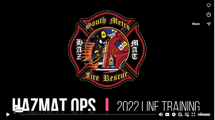 The image features the South Metro Fire Rescue emblem, highlighting hazmat operations training for 2022.