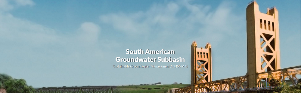The image features a landscape with a bridge and text about the South American Groundwater Subbasin and SGMA.