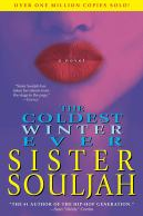 Book cover: "The Coldest Winter Ever" by Sister Souljah, featuring red lips and a purple-pink gradient background.