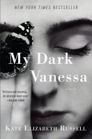 Book cover of "My Dark Vanessa" by Kate Elizabeth Russell, featuring a close-up of a woman's face and a butterfly.