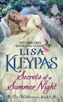 A book cover for "Secrets of a Summer Night" by Lisa Kleypas, featuring a woman in a yellow dress lying on grass.