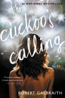 Book cover of "The Cuckoo's Calling" by Robert Galbraith, featuring a woman with her back to the camera and bright lights.