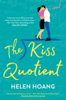 Book cover: "The Kiss Quotient" by Helen Hoang, features a couple embracing with math equations in the background.