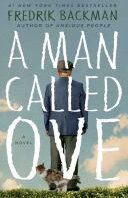 Book cover of "A Man Called Ove" by Fredrik Backman, showing a man and a cat standing on grass against a cloudy sky.