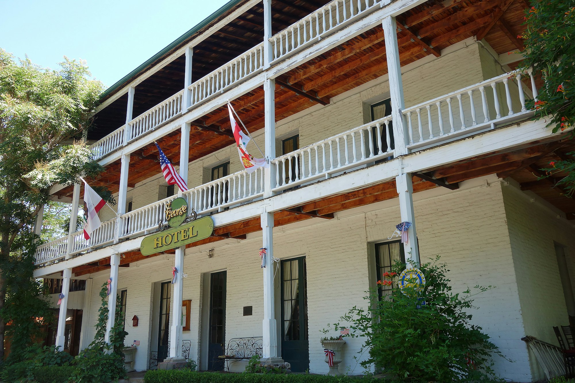 Old two-story St. Geogre hotel in Volcano, CA