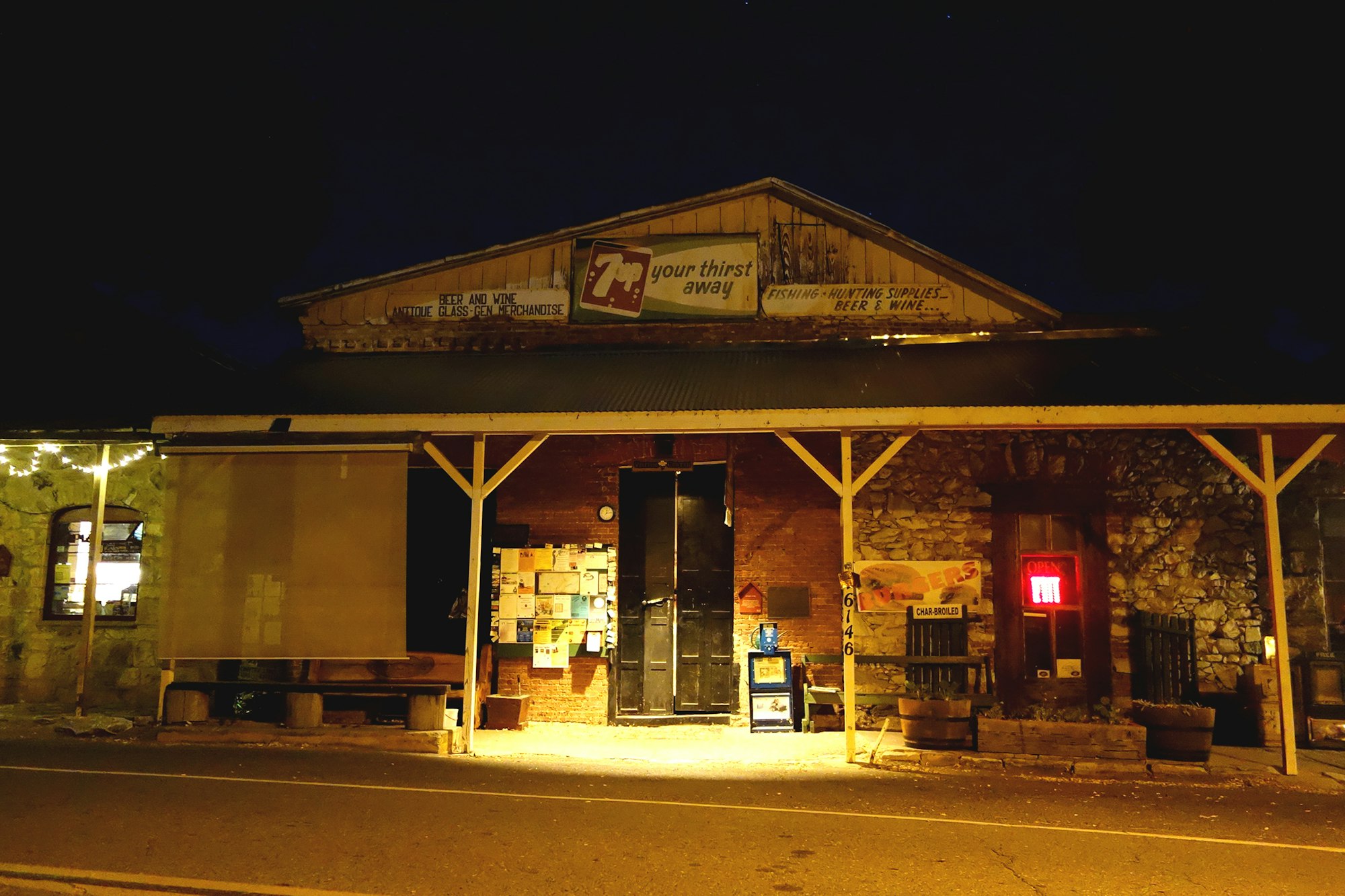 The Country Store exterior at night