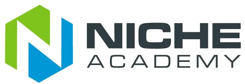 Logo with a stylized "N" in green and blue, next to the text "NICHE ACADEMY."