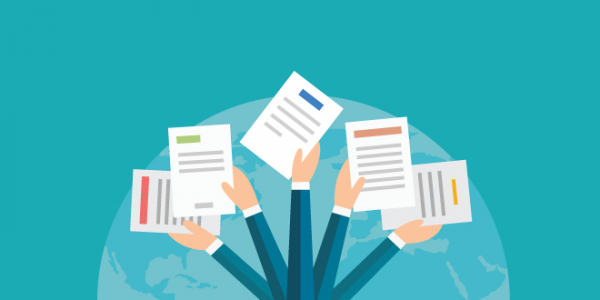 animated hands holding sheets of paper
