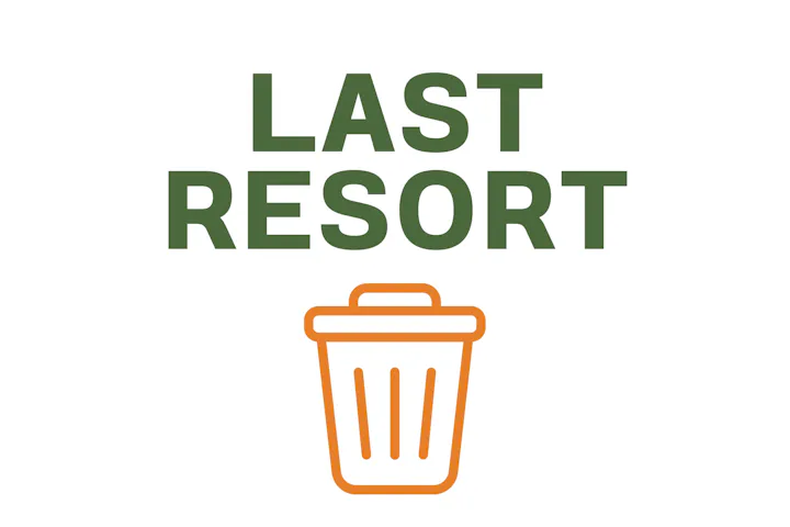 Text "LAST RESORT" with a trash bin icon.