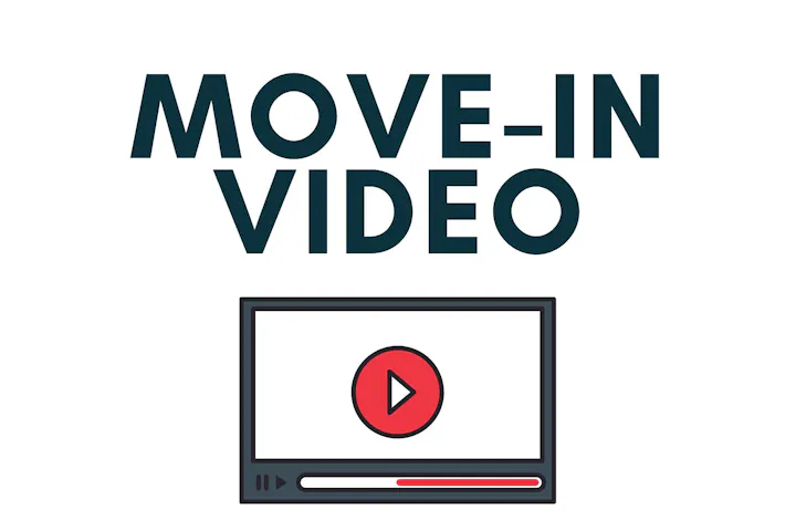 "Move-In Video" text with a video player icon showing a play button.