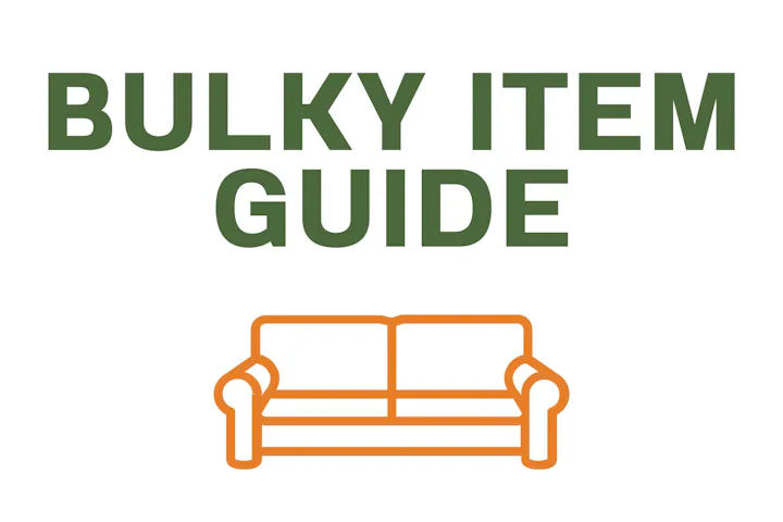 "Bulky Item Guide" text with a sofa icon below.