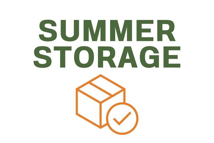 Text "SUMMER STORAGE" with a box icon and a checkmark.