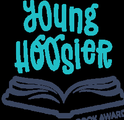 Logo for the Young Hoosier Book Award with an open book graphic.