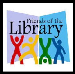 Colorful figures and the text "Friends of the Library."
