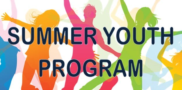 Silhouettes of jumping people with the text "Summer Youth Program" over them in bold letters.