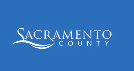 The image features the logo of Sacramento County, displayed against a blue background.