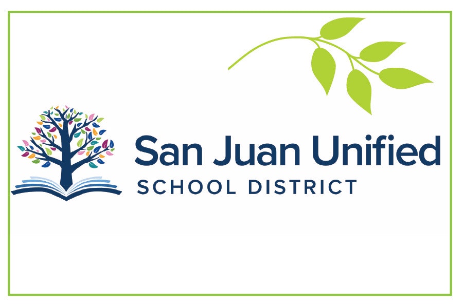 Logo of San Juan Unified School District with a tree and leaf design.