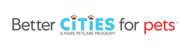 The image features the logo for "Better Cities for Pets," a program by Mars Petcare focused on improving urban environments for pets.