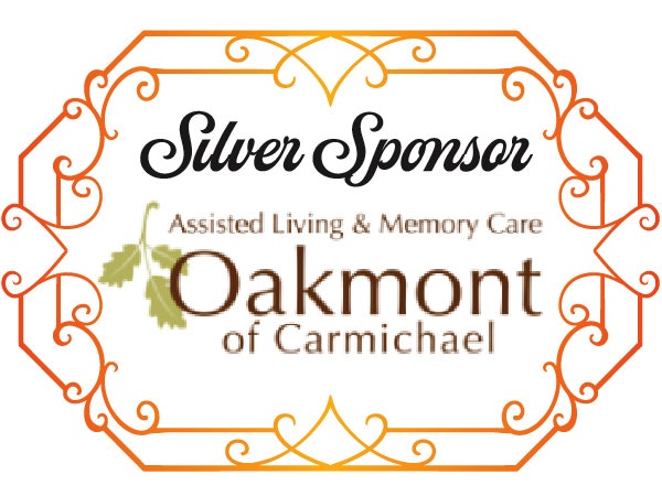 Silver Sponsor: Oakmont of Carmichael, Assisted Living & Memory Care, with decorative border.