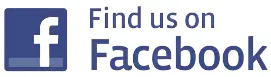 The image features a Facebook logo accompanied by the text "Find us on Facebook."