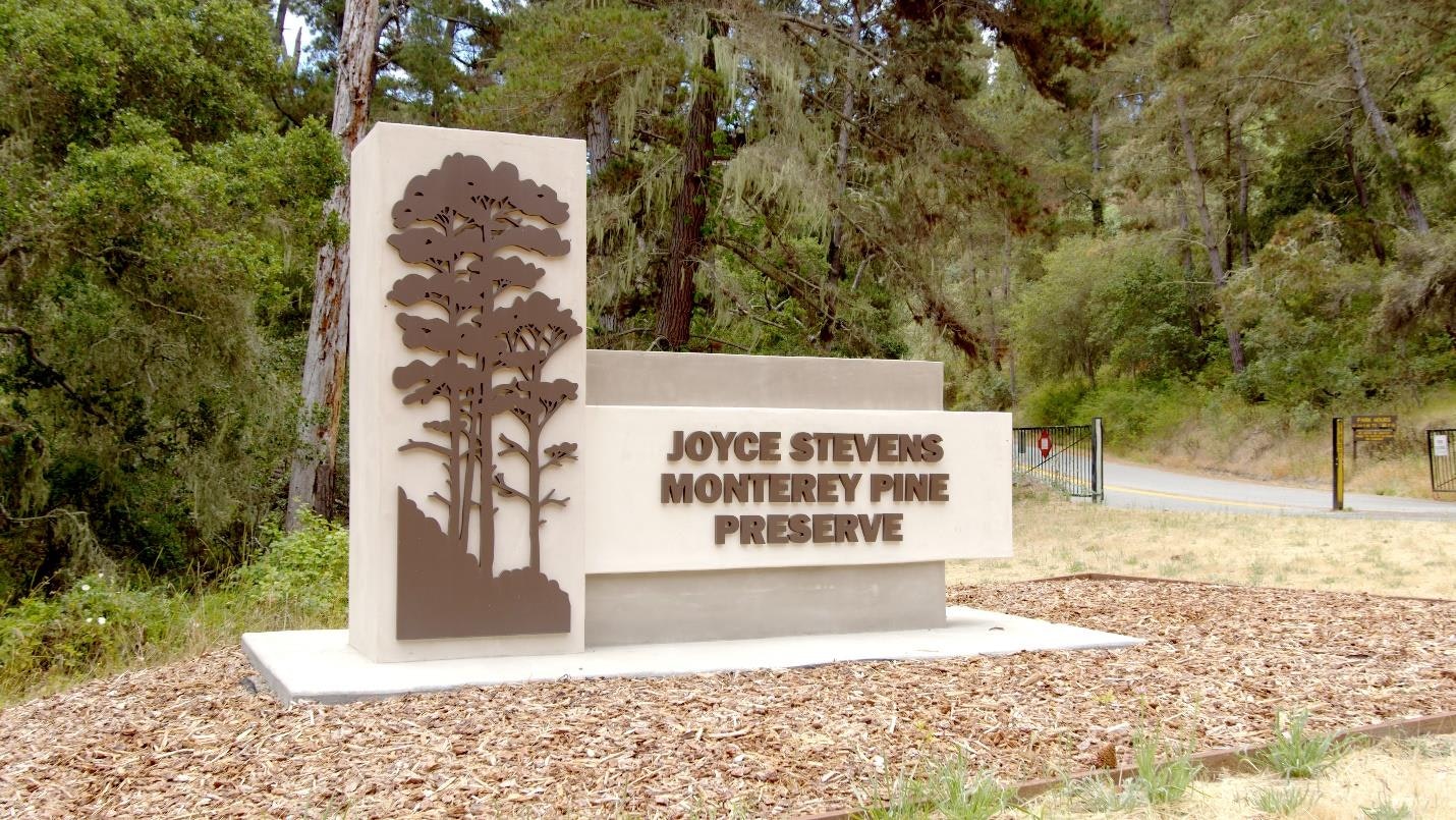 Contains: park sign, plant, tree, and outdoors