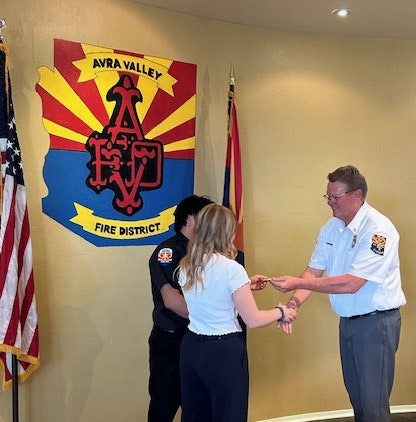 Chief Delfs welcomes Firefighter Miguel Ramirez 2-26-26