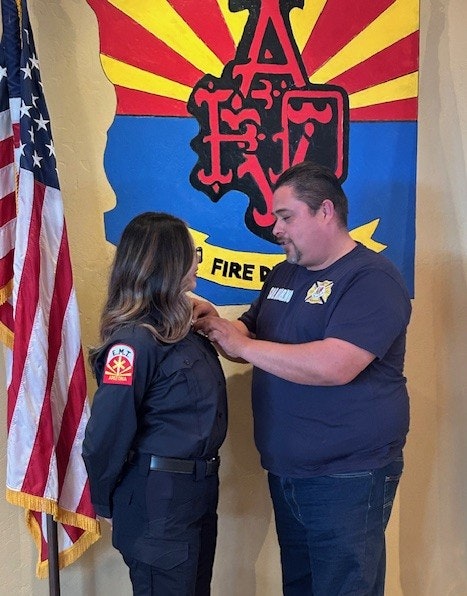 Firefighter Mariana Moreno receives her badge 2-26-26