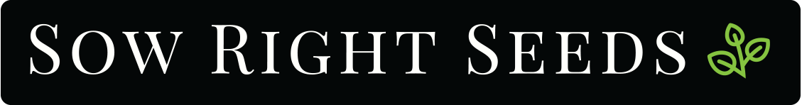 Text: "Sow Right Seeds" with green leaf icon on a black background.