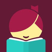Illustration of a stylized person reading a book with a visible bookmark. Simple and colorful design.