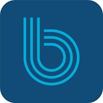 A blue icon with abstract curved lines.