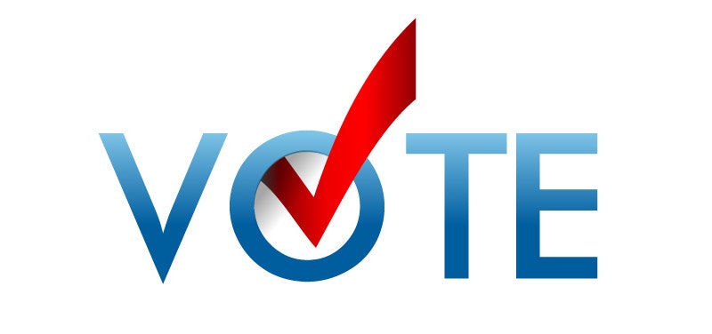 blue "vote" with red check mark in "o"