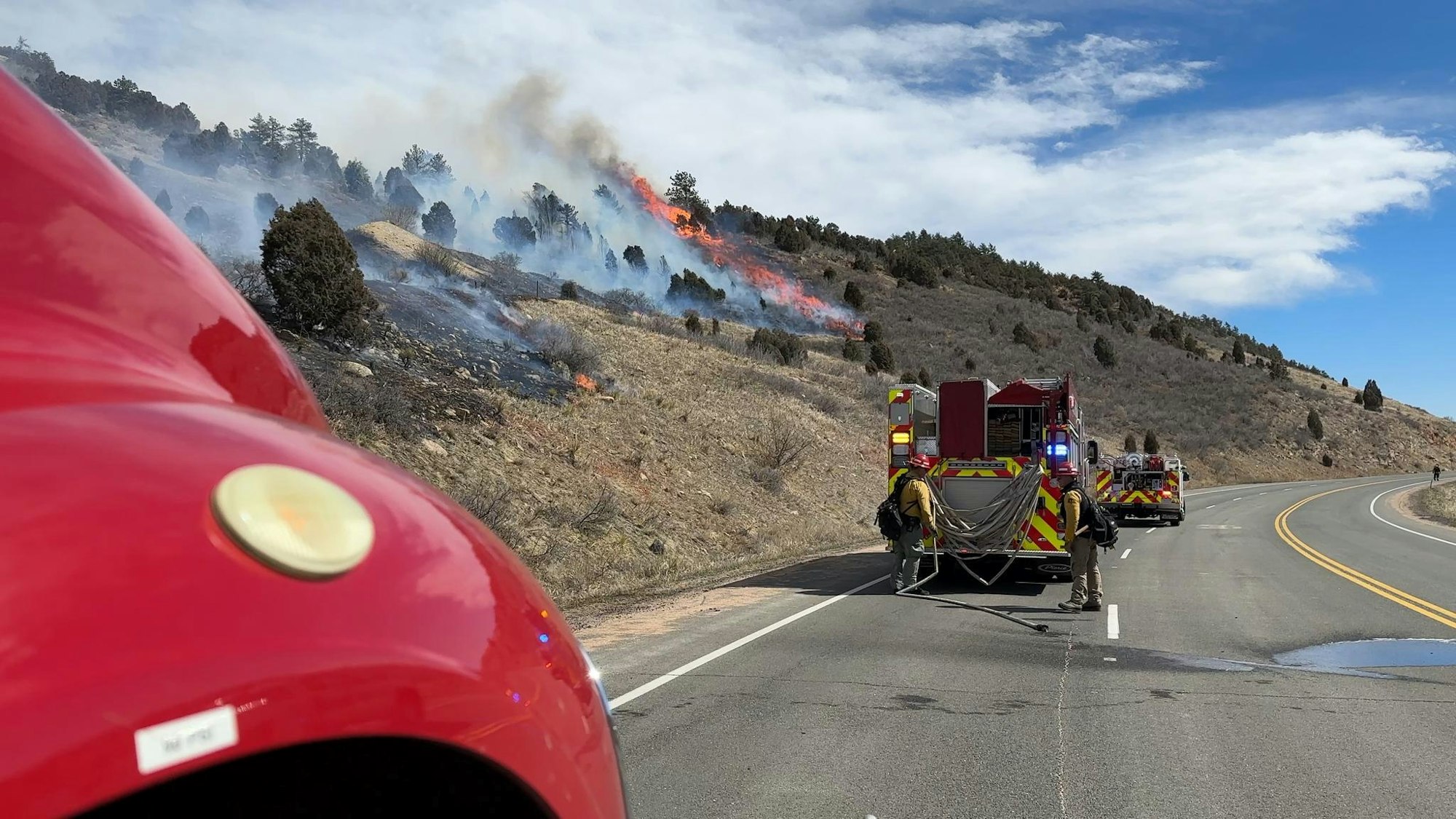 West Metro firefighters working the Hogback Fire in March, 2023.