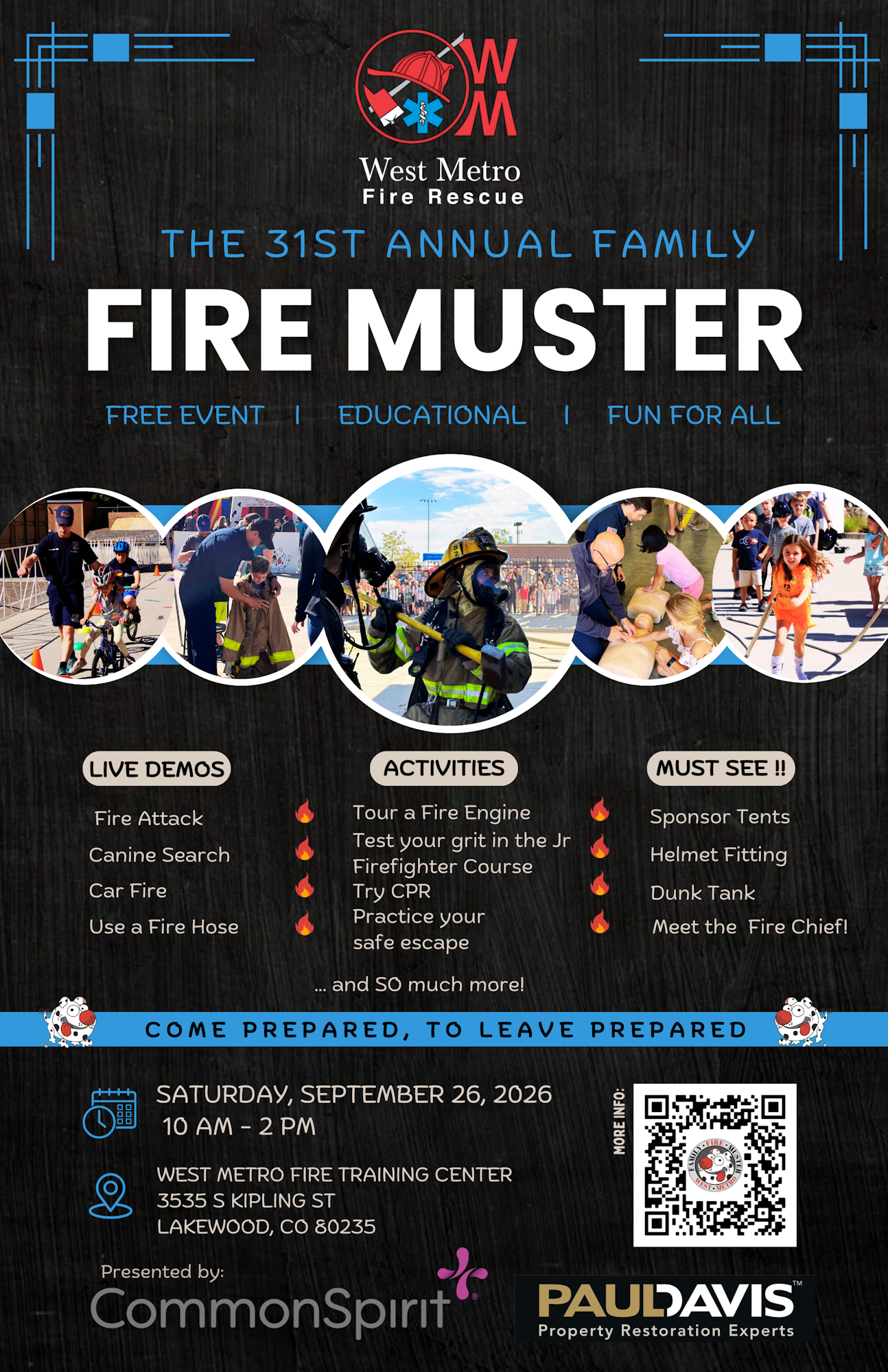 Join the 31st Annual Fire Muster on Sept 26, 2026, at West Metro Fire Training Center. Free, educational fun for all!