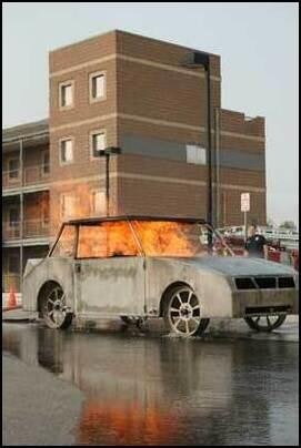 Training Center Commercial building, in background of the burning car prop