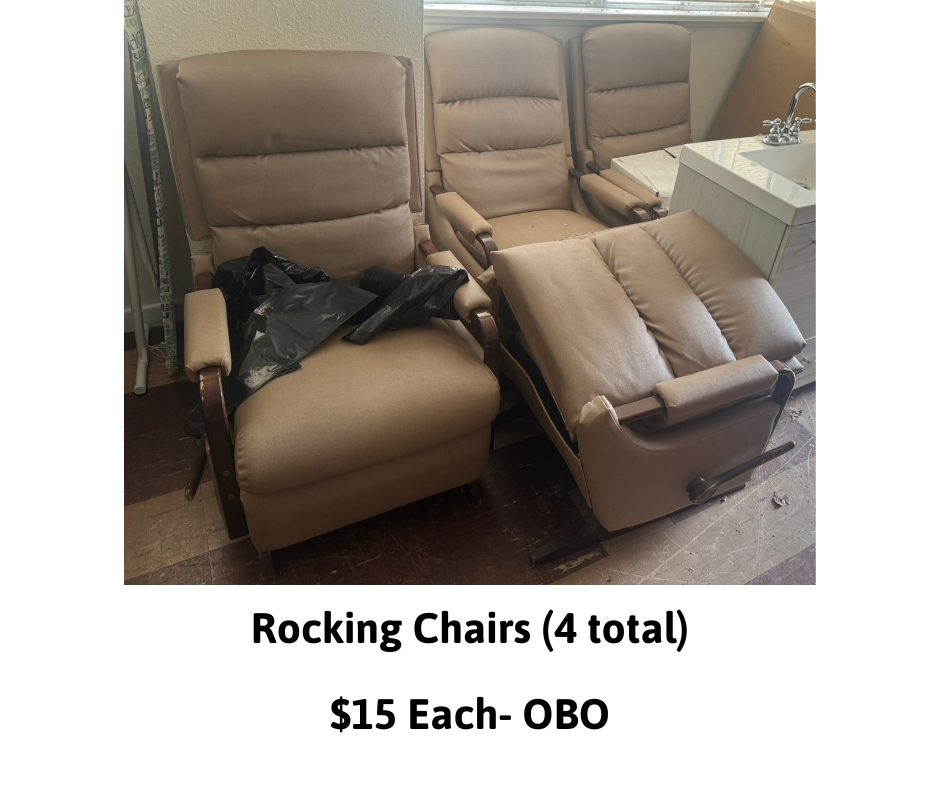 Four brown rocking chairs for sale at $15 each, or best offer.