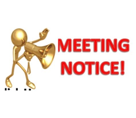 An illustration of a figure with a megaphone announcing a "MEETING NOTICE!" in bold red letters.