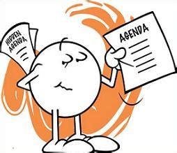 Graphic holding a paper with AGENDA